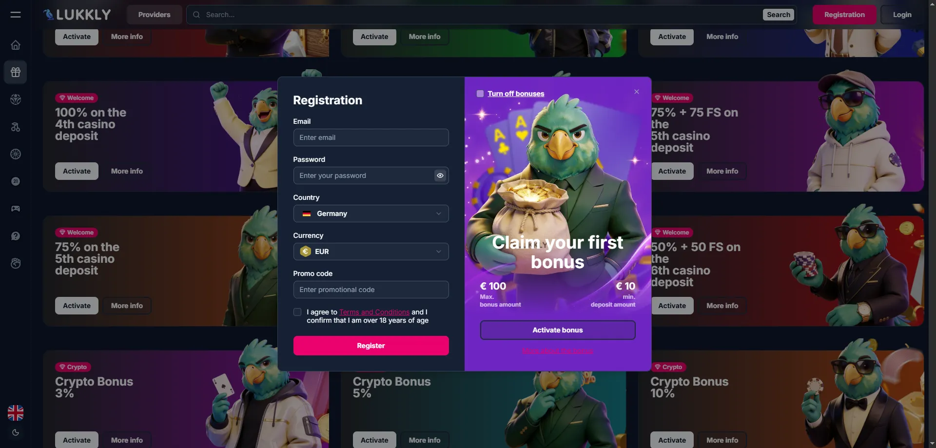 Lukkly Casino registration steps &mdash; create account in minutes
