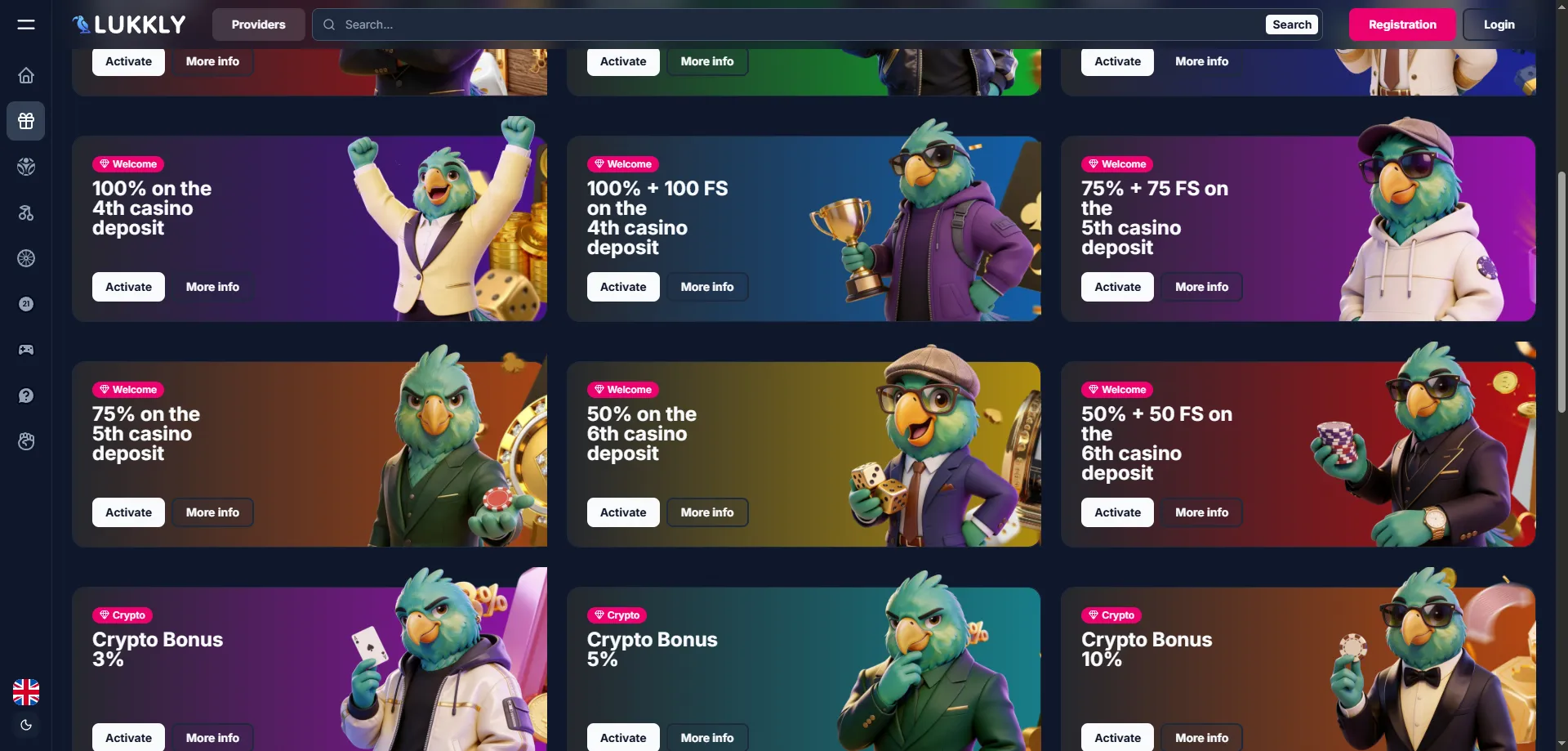 Lukkly Casino 675% welcome bonus and promo code SUNNY offer